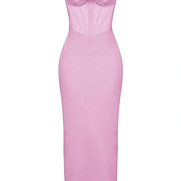 House of CB Charmine Pink Corset Maxi Dress Small Cup - Picture 5 of 5